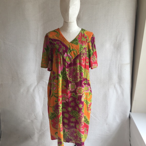 Anthropologie Dresses & Skirts - Vintage 90s Mumu 70s Dress Tropical Print Cotton